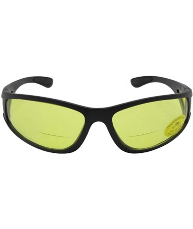 Wrap Wrap Around Non Polarized Yellow Lens Bifocal Sunglasses B131 - Flat Black Frame - CP18Z8KXLQ6 $29.73