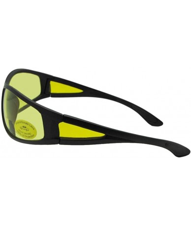 Wrap Wrap Around Non Polarized Yellow Lens Bifocal Sunglasses B131 - Flat Black Frame - CP18Z8KXLQ6 $29.73