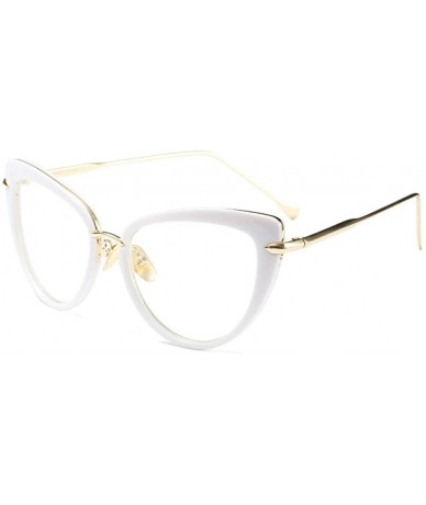 Oval Women Clear Lens Fashion Retro Cateye Eyeglasses Classic Eyewear Sunglasses - White/Transparent - CL1805QIWWH $21.01