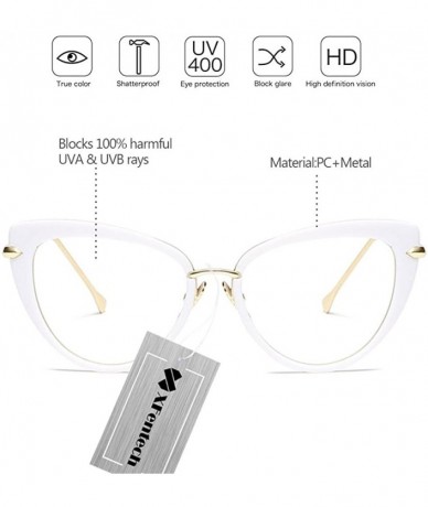 Oval Women Clear Lens Fashion Retro Cateye Eyeglasses Classic Eyewear Sunglasses - White/Transparent - CL1805QIWWH $21.01