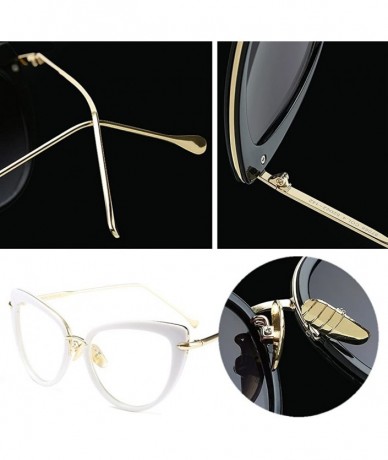 Oval Women Clear Lens Fashion Retro Cateye Eyeglasses Classic Eyewear Sunglasses - White/Transparent - CL1805QIWWH $21.01