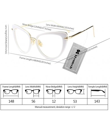 Oval Women Clear Lens Fashion Retro Cateye Eyeglasses Classic Eyewear Sunglasses - White/Transparent - CL1805QIWWH $21.01