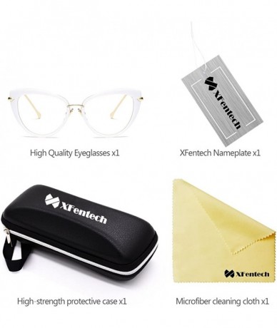 Oval Women Clear Lens Fashion Retro Cateye Eyeglasses Classic Eyewear Sunglasses - White/Transparent - CL1805QIWWH $21.01