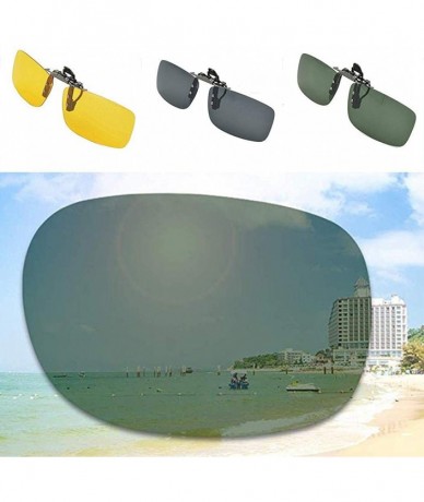 Square Women Men Driver Polarized Night Vision Lens Clips on Goggles Sunglasses Sunglasses - Dark Green Large - CX18S95YNIU $...