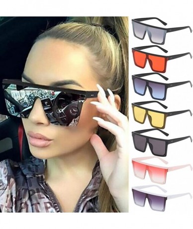 Square Square Oversized Sunglasses for Women Men Flat Top Fashion Shades Ultralight UV Protection Mirror Lens Eyewear - CY194...