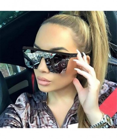 Square Square Oversized Sunglasses for Women Men Flat Top Fashion Shades Ultralight UV Protection Mirror Lens Eyewear - CY194...