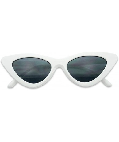 Oval Super Retro Vintage Exaggerated Slim Netural Color Frame Cat Eye Sunglasses - White Frame - CD18EERDLWL $20.43