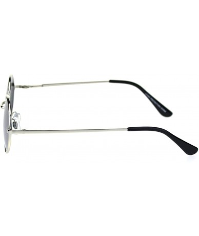 Round Mens Color Mirror Lens Spring Hinge Oval Round Metal Sunglasses - Silver Mirror - CY18RS8RLT3 $17.97