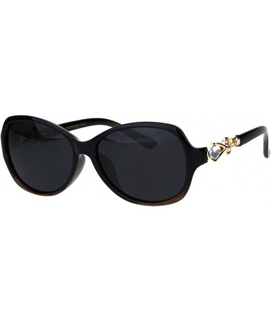 Oval Womens Polarized Lens Sunglasses Oval Frame Rhinestone Design UV 400 - Black Brown (Black) - CQ18OIQHXAA $23.28