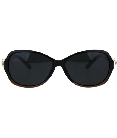 Oval Womens Polarized Lens Sunglasses Oval Frame Rhinestone Design UV 400 - Black Brown (Black) - CQ18OIQHXAA $23.28