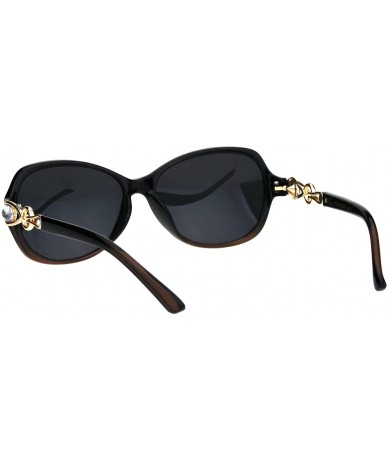 Oval Womens Polarized Lens Sunglasses Oval Frame Rhinestone Design UV 400 - Black Brown (Black) - CQ18OIQHXAA $23.28