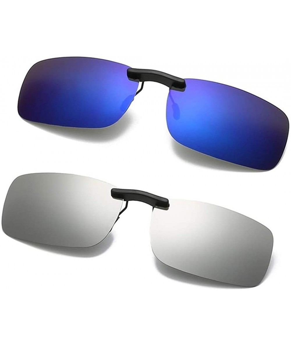 Oval Clip on Sunglasses Polarized- (2-Pack) UV400 Polarised Sunglasses for Driving and Outdoors - Type 6 - C618HXKWAUS $18.97