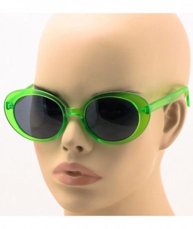 Oversized NIRVANA Kurt Cobain Oval Bold Vintage Sunglasses For Women Men Clout Goggle Sunglasses - Thin Green Frame - CB186UI...