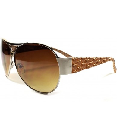 Aviator Stylish Designer Heart Shape Arm Sexy Womens Aviator Sunglasses - Brown - CJ18XGY5EDQ $20.26