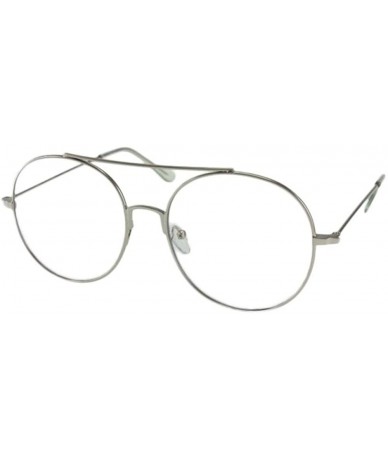 Aviator Azumi Glasses Round Clear Lens Aviators with Microfiber Pouch - Silver / Clear - CF18IZIC8QH $23.07