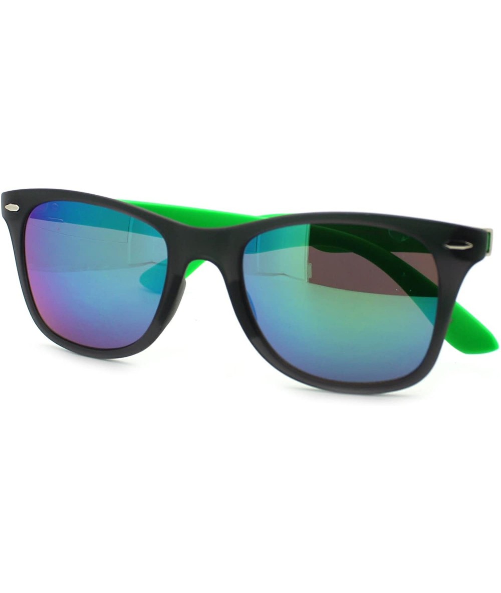 Wayfarer Unisex Thin Light Weight Square Sunglasses Classic & 2-tones - Black Green - C811MORTBBX $20.20