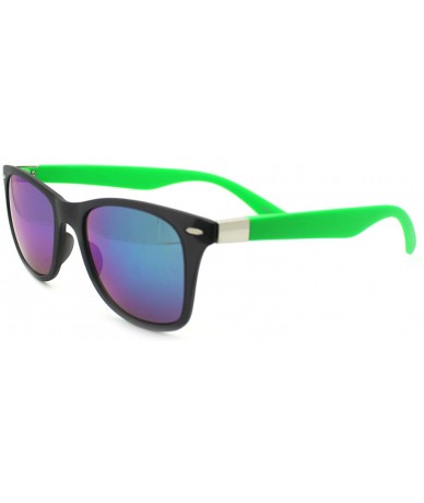 Wayfarer Unisex Thin Light Weight Square Sunglasses Classic & 2-tones - Black Green - C811MORTBBX $20.20