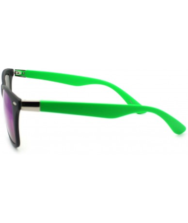 Wayfarer Unisex Thin Light Weight Square Sunglasses Classic & 2-tones - Black Green - C811MORTBBX $20.20