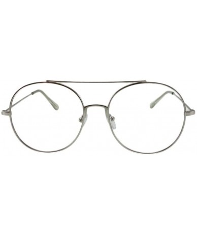 Aviator Azumi Glasses Round Clear Lens Aviators with Microfiber Pouch - Silver / Clear - CF18IZIC8QH $23.07