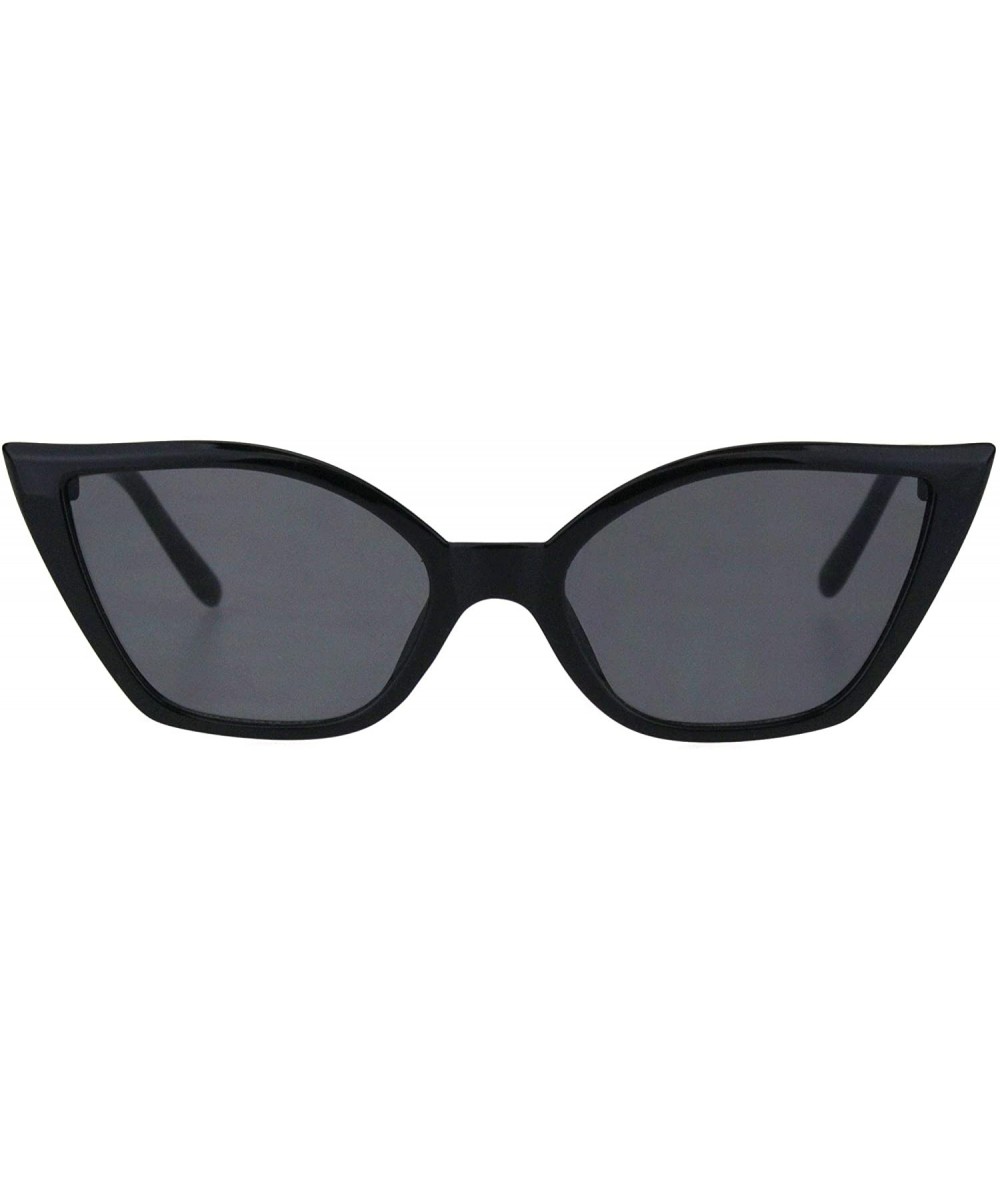 Cat Eye Womens Fancy Retro Chic Cat Eye Plastic Goth Sunglasses - All Black - CI18HD04TSE $24.35