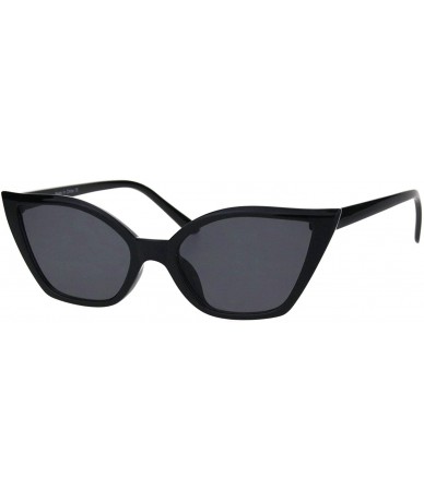 Cat Eye Womens Fancy Retro Chic Cat Eye Plastic Goth Sunglasses - All Black - CI18HD04TSE $24.35