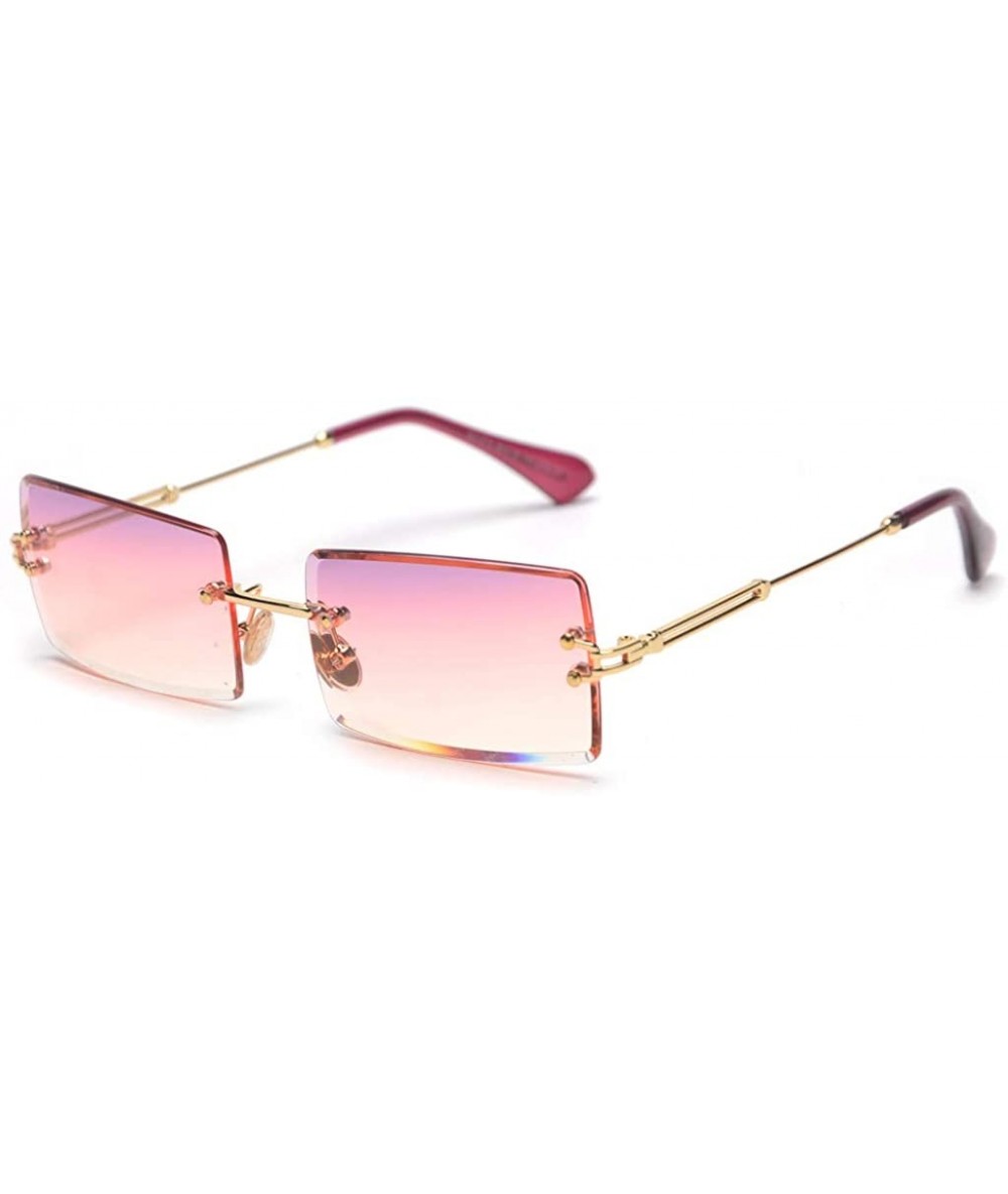 Rimless Rectangle Sunglasses Women Rimless Square Sun Glasses for Women Christmas Gifts - Purple Pink - CL18YYRCTX5 $28.88