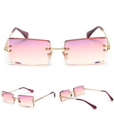 Rimless Rectangle Sunglasses Women Rimless Square Sun Glasses for Women Christmas Gifts - Purple Pink - CL18YYRCTX5 $28.88