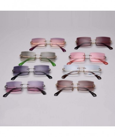 Rimless Rectangle Sunglasses Women Rimless Square Sun Glasses for Women Christmas Gifts - Purple Pink - CL18YYRCTX5 $28.88