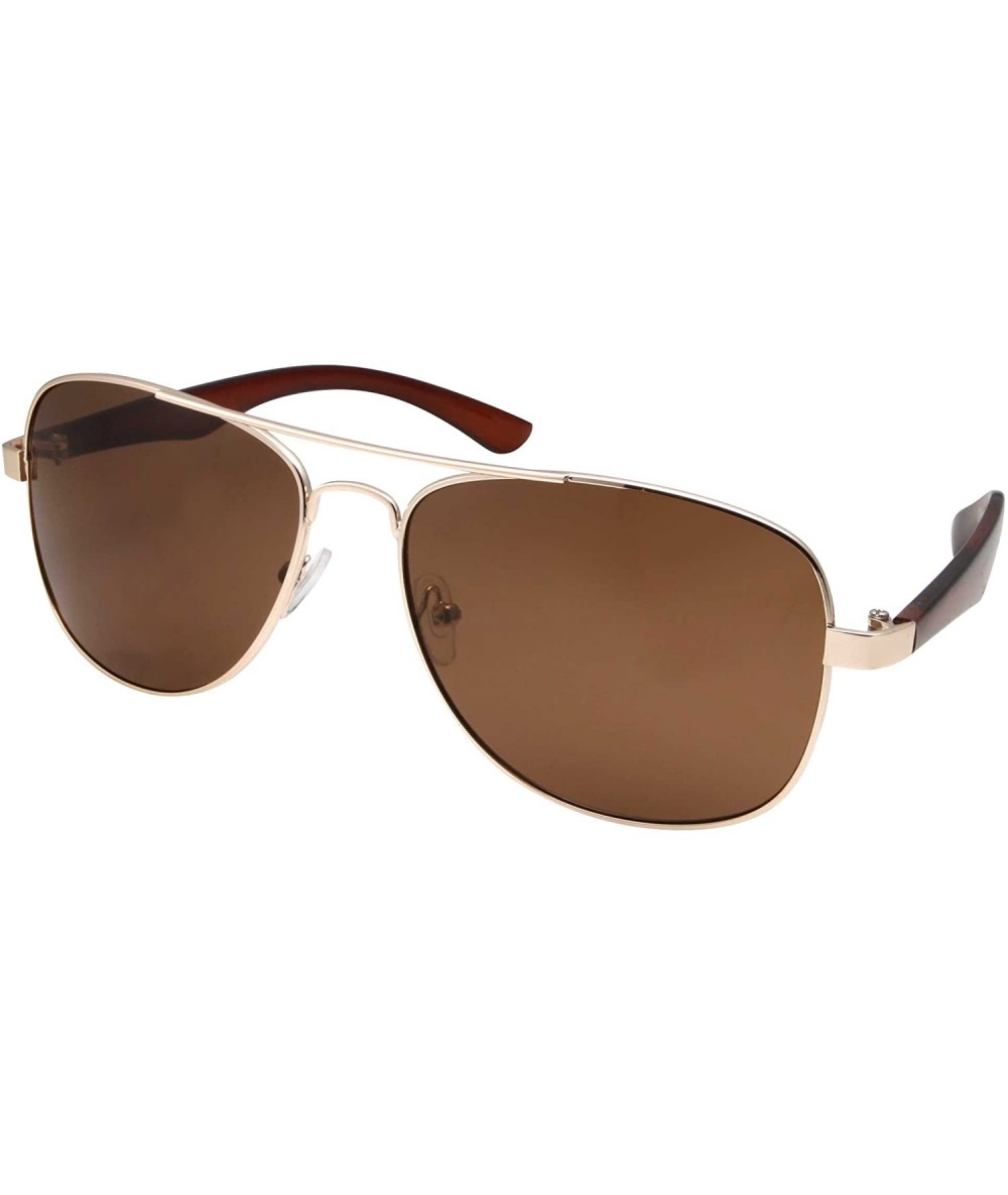 Oversized Wide Frame Aviator Sunglasses - 150mm - Gold Frame- Brown Lens - C012K7TJGTL $22.54