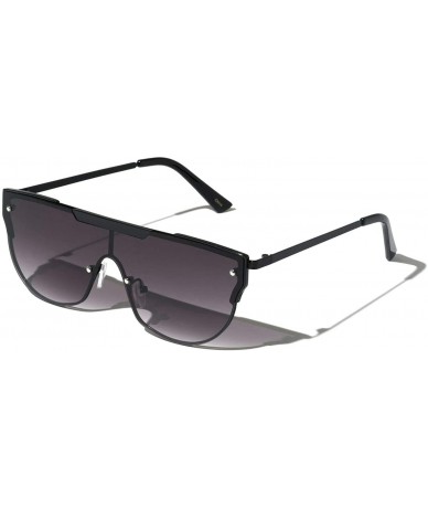 Shield Elegant Luxury One Piece Floating Lens Shield Aviator Fancy Sunglasses - Black Frame - CE194NZKL7R $21.58