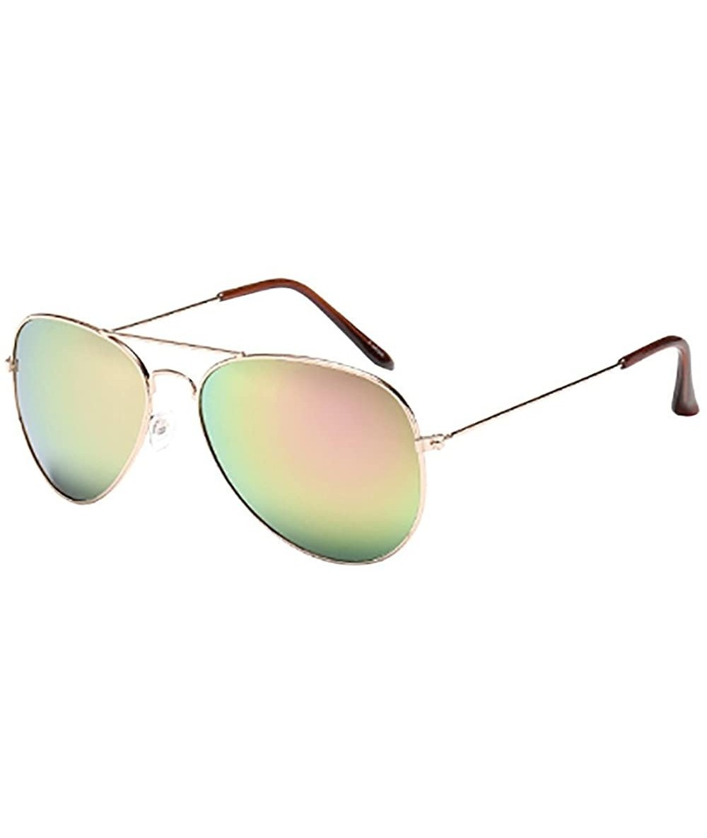 Oval Mirrored Aviator Sunglasses for Men Women Unisex Oversized Trendy Designer UV400 Sun Glasses - F - C1195IGHZEN $17.45