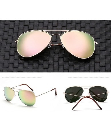 Oval Mirrored Aviator Sunglasses for Men Women Unisex Oversized Trendy Designer UV400 Sun Glasses - F - C1195IGHZEN $17.45