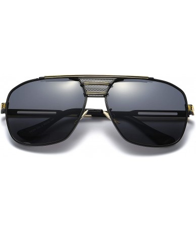 Oversized Retro Oversized Polarized Pilot Sunglasses For Men UV400 Protection Lenses Metal Frame - 2 - C91836XOTIE $30.93