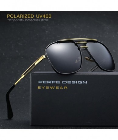 Oversized Retro Oversized Polarized Pilot Sunglasses For Men UV400 Protection Lenses Metal Frame - 2 - C91836XOTIE $30.93