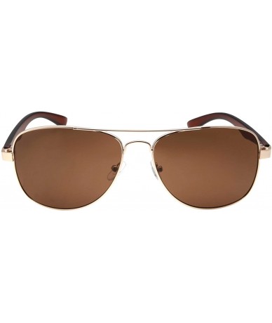 Oversized Wide Frame Aviator Sunglasses - 150mm - Gold Frame- Brown Lens - C012K7TJGTL $22.54