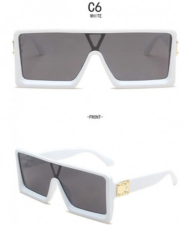 Oval UV Protection Sunglasses for Women Men Full rim frame Square Plastic Lens and Frame Sunglass - White - CF1903E4WK7 $18.99