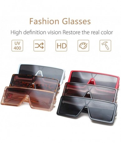 Oval UV Protection Sunglasses for Women Men Full rim frame Square Plastic Lens and Frame Sunglass - White - CF1903E4WK7 $18.99