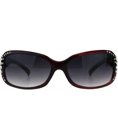 Rectangular Womens Rhinestone Sunglasses Classic Rectangular Frame UV 400 - Burgundy (Smoke) - CX18EQW0TGQ $19.25