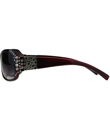 Rectangular Womens Rhinestone Sunglasses Classic Rectangular Frame UV 400 - Burgundy (Smoke) - CX18EQW0TGQ $19.25