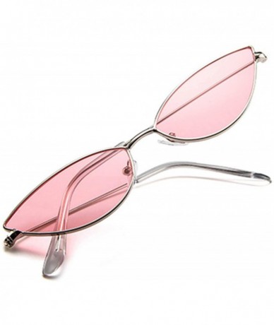 Oval Cute Sexy Cat Eye Sunglasses Women Retro Small Black Red Pink Cateye Sun Glasses Female Vintage Shades For - Red - CY199...