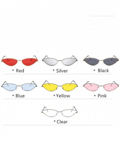 Oval Cute Sexy Cat Eye Sunglasses Women Retro Small Black Red Pink Cateye Sun Glasses Female Vintage Shades For - Red - CY199...