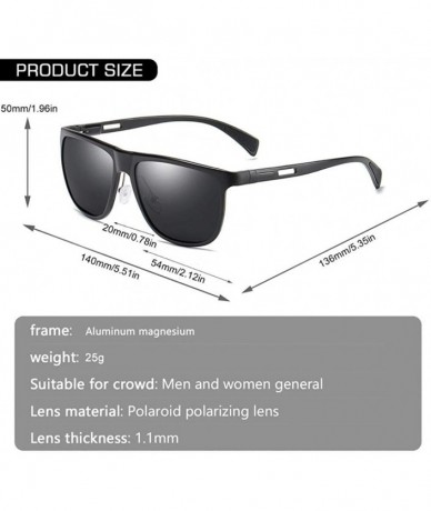 Square Men Polarized Square Sunglasses Metal Aluminum Magnesium Frame Male Sun Glasses for Driving - C2gun Gray - C9199HQOA0S...