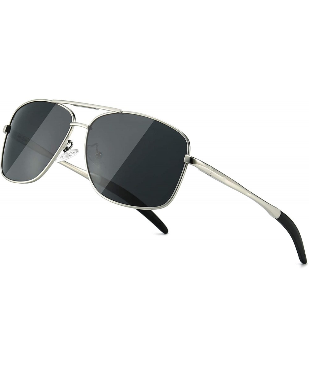 Aviator Men's Polarized Sunglasses Durable Metal Frame for Fishing Driving Golf - Silver Frame/Grey Lens - CY18D8SNM0S $28.88