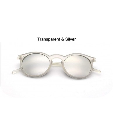 Round Sunglasses Women Acetate Round Sun Glasses Men Classic Rivet Eyewear Feminino Oculos UV400 - Silver - CM197Y70HWH $50.23