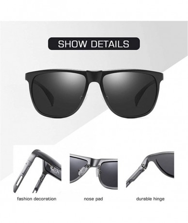 Square Men Polarized Square Sunglasses Metal Aluminum Magnesium Frame Male Sun Glasses for Driving - C2gun Gray - C9199HQOA0S...