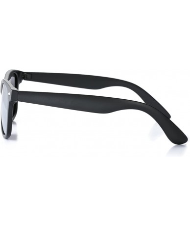 Square Classic Polarized Sunglasses Unisex Square Horn Rimmed Design - A4 Black/Silver Mirrored - C7186HIK8RX $20.23