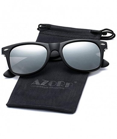 Square Classic Polarized Sunglasses Unisex Square Horn Rimmed Design - A4 Black/Silver Mirrored - C7186HIK8RX $20.23