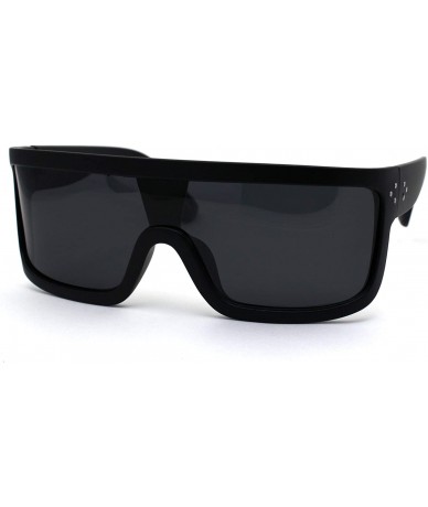 Rectangular Mens 80s Punk Oversize Shield Thick Plastic Flat Top Sunglasses - Matte Black - CY1969XAXRD $26.78