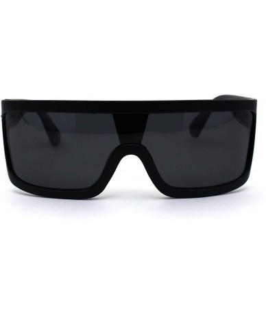 Rectangular Mens 80s Punk Oversize Shield Thick Plastic Flat Top Sunglasses - Matte Black - CY1969XAXRD $26.78