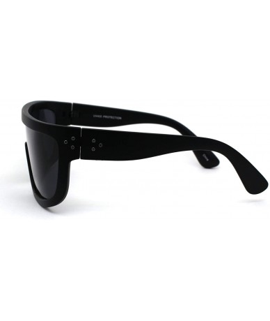 Rectangular Mens 80s Punk Oversize Shield Thick Plastic Flat Top Sunglasses - Matte Black - CY1969XAXRD $26.78